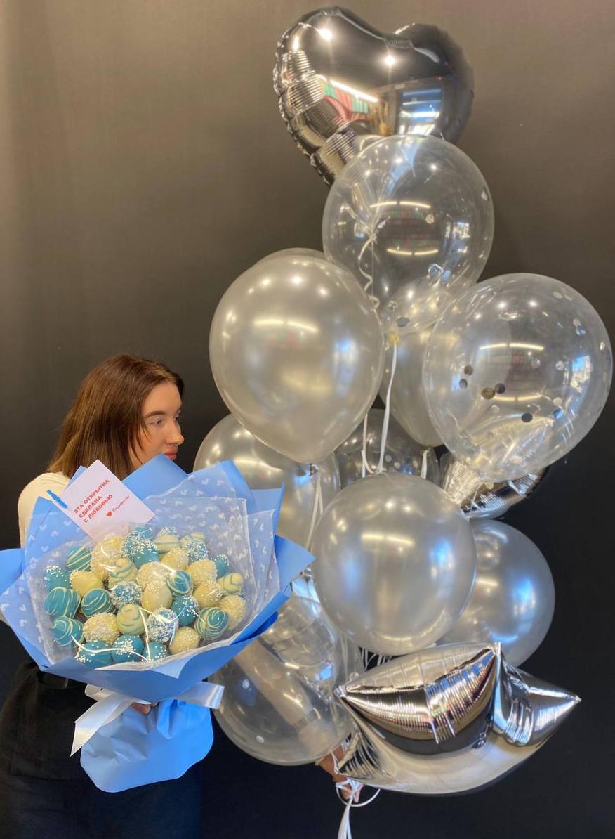 Фонтан из шаров серебряный