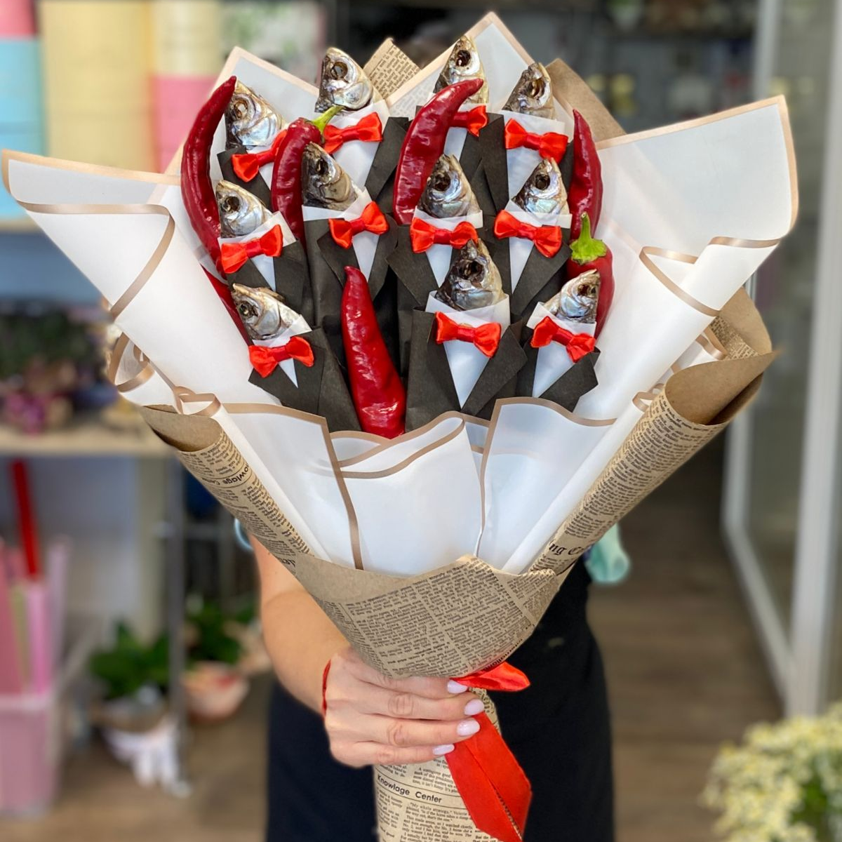 Мужской букет с рыбой 