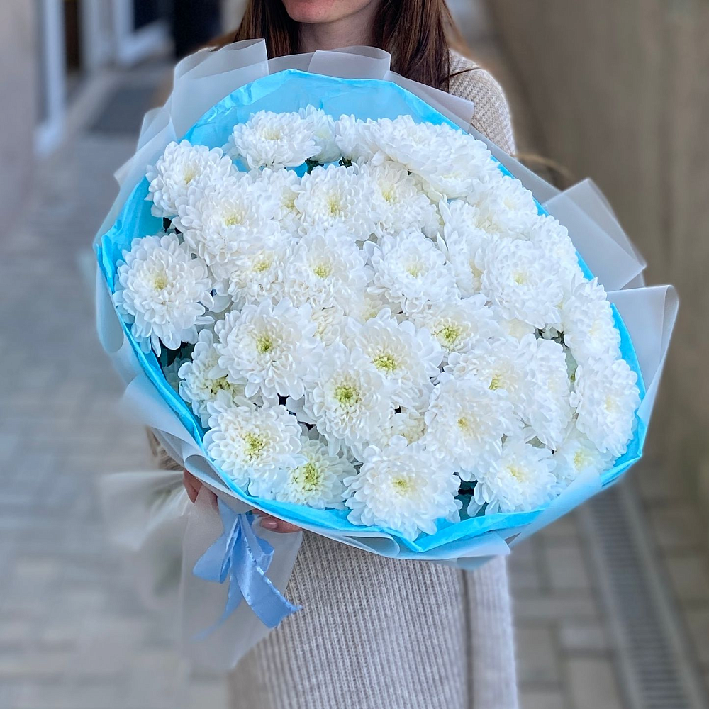 19 веток хризантем в оформление