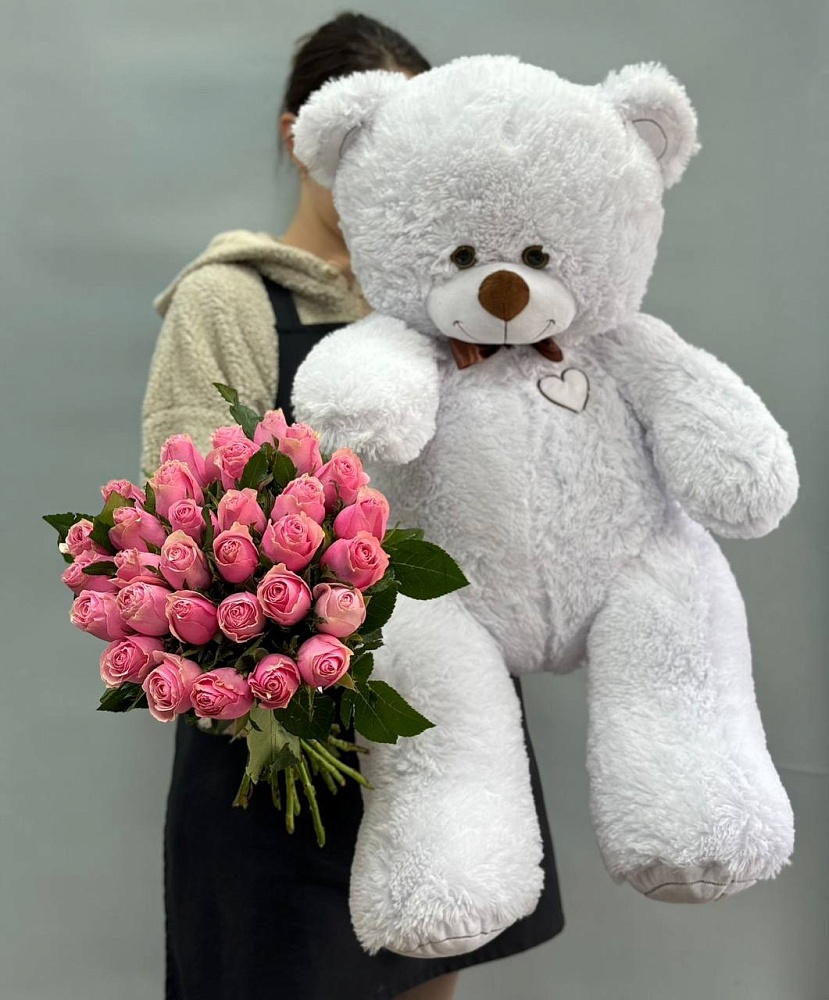 31 роза + медведь 