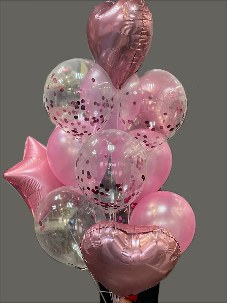 Фонтан из шаров розовый