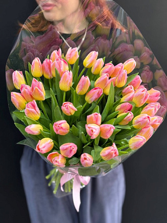 51 розовый тюльпан в оформление