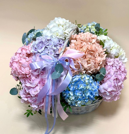 Роскошная корзина из гортензий