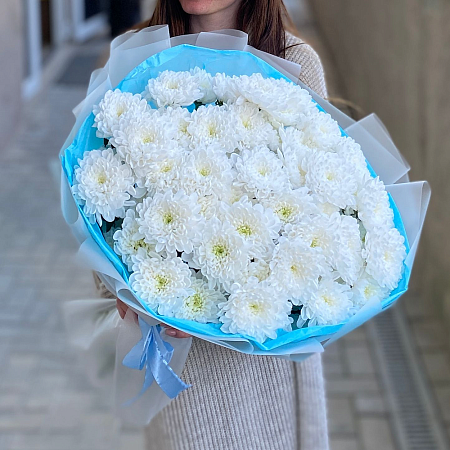 19 веток хризантем в оформление